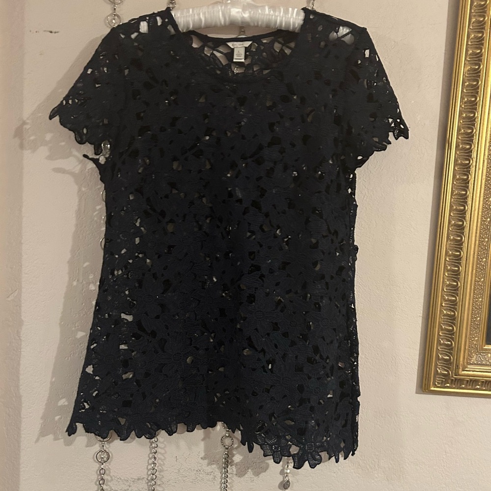Elegant Navy Lace Women's Top
